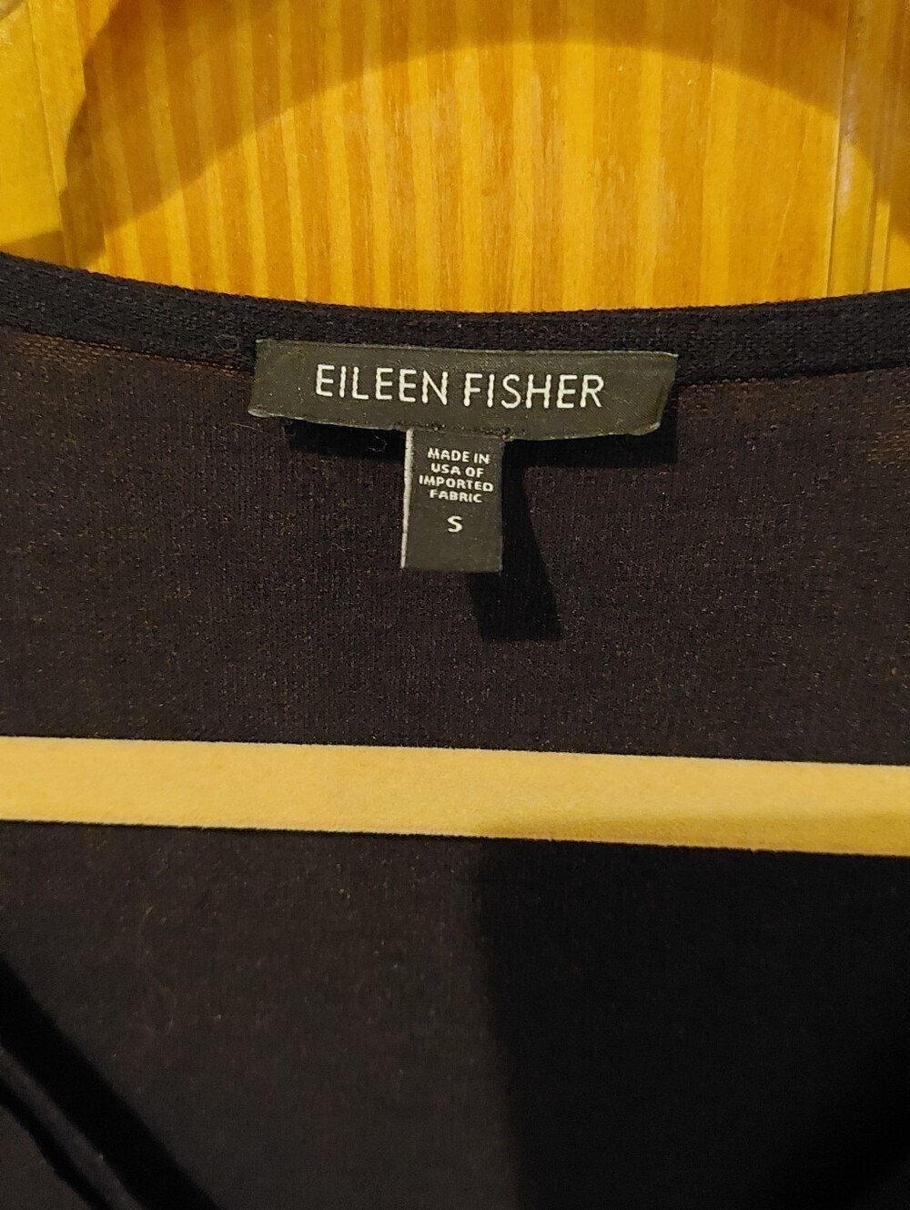 Eileen Fisher Black V-Neck Stretch Crepe 3/4 Sleeve Dress Sz S - Picture 2 of 6